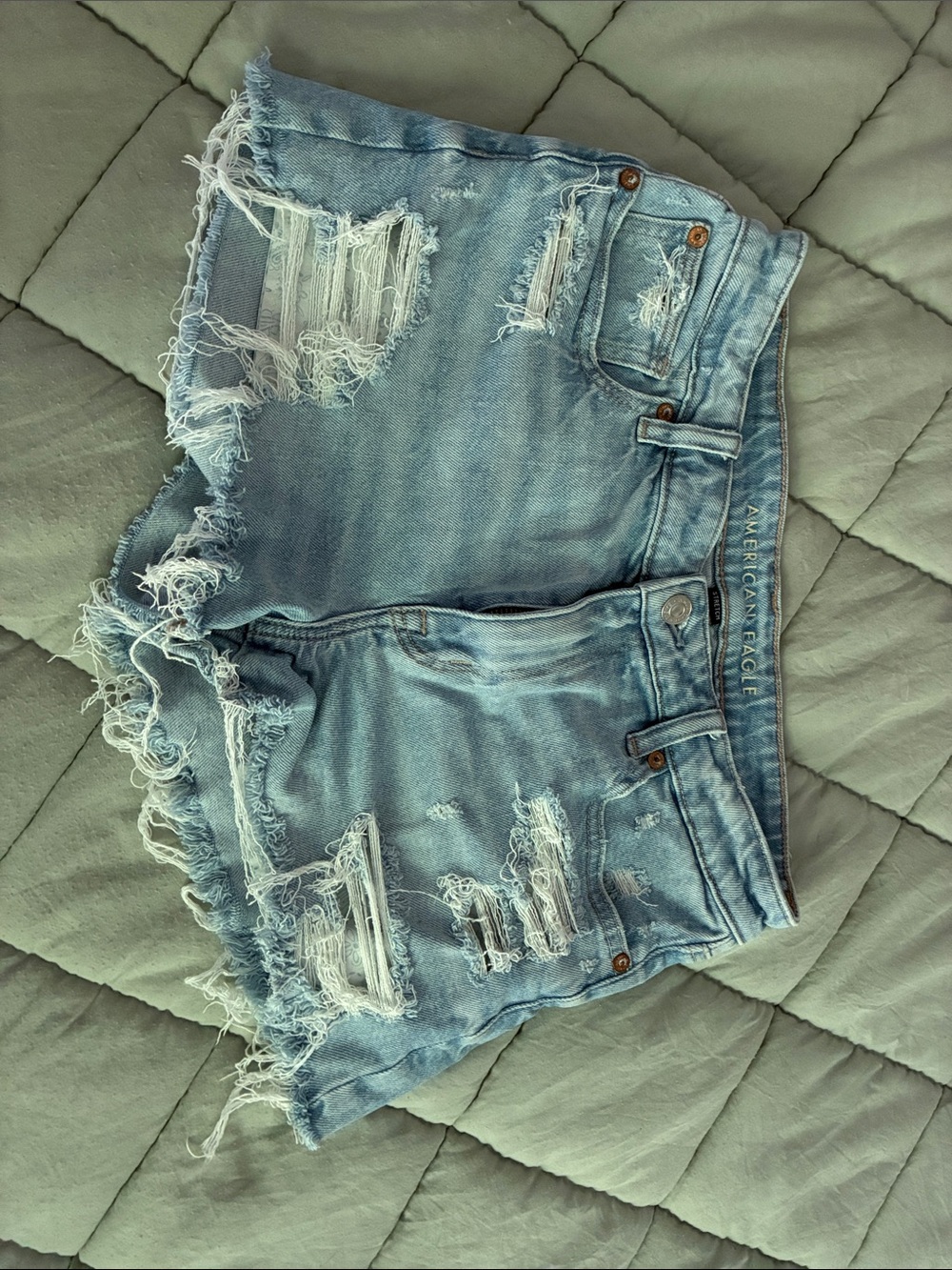 American Eagle Outfitters Light Blue Distressed Denim Cutoff Shorts